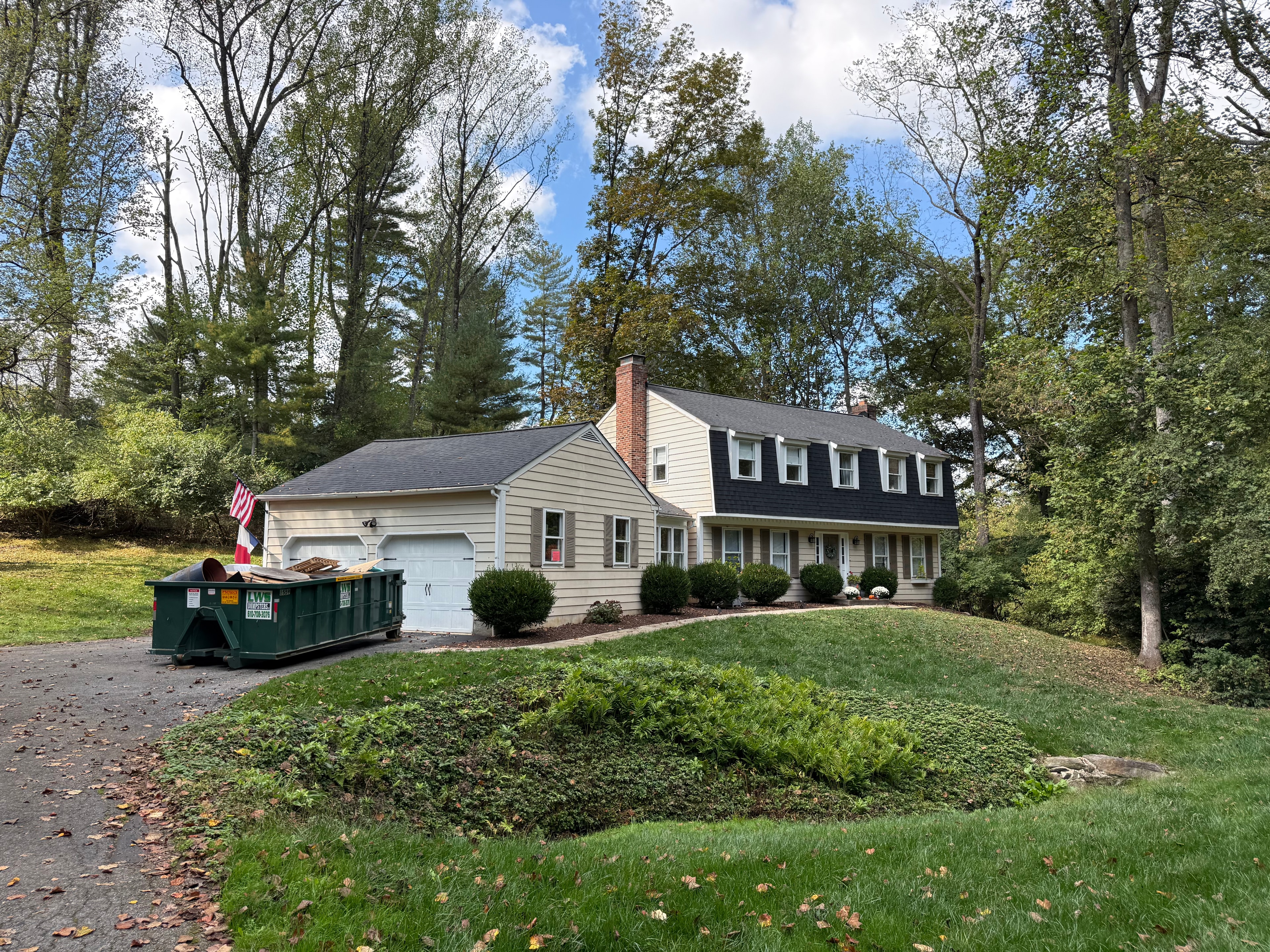 Completed CertainTeed Landmark Moire Black roof on Newtown Square home